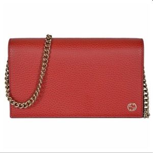 Gucci on Dollar Calf Leather Red Wallet on Chain